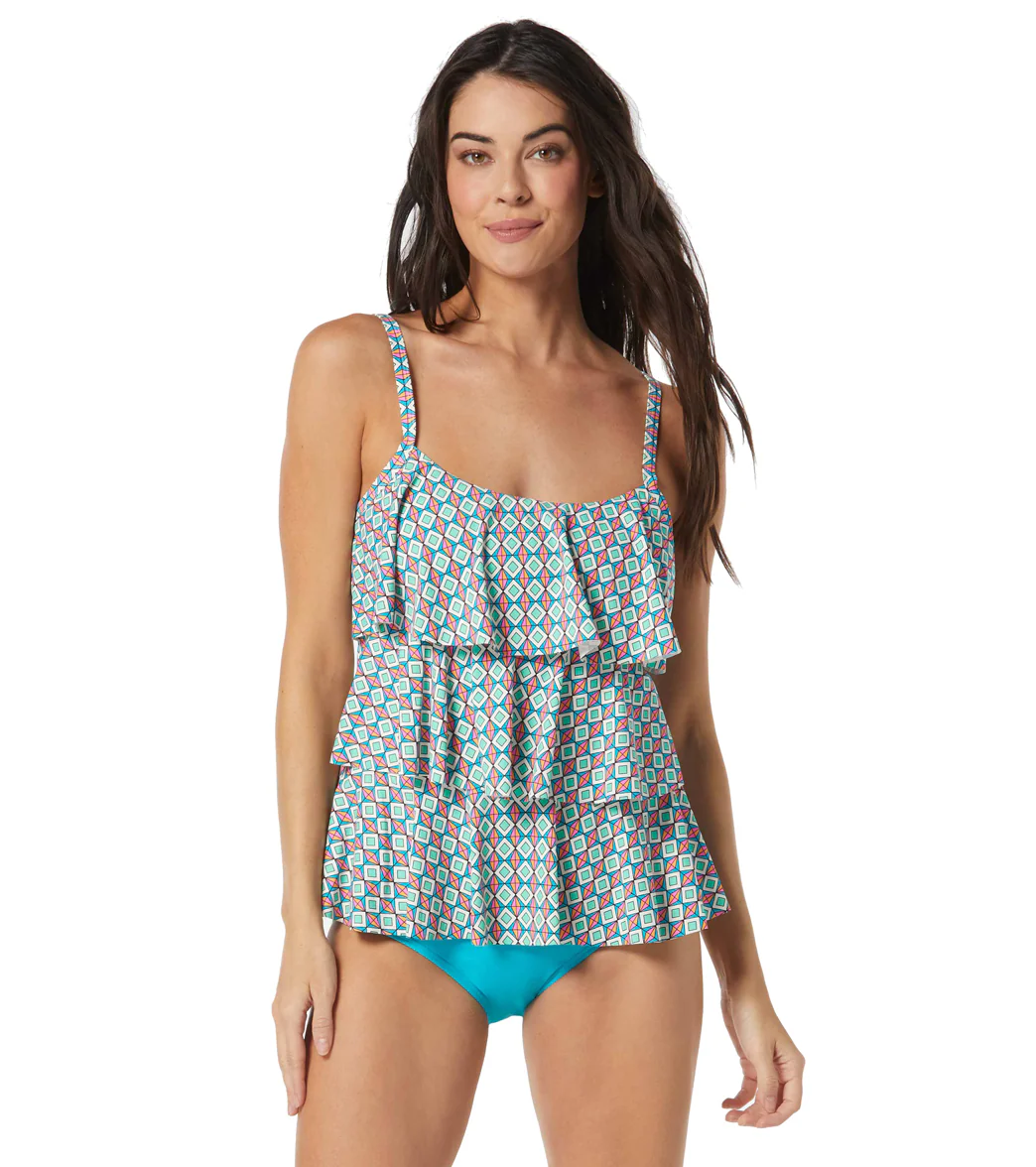 Beach House Women's Tropic Bloom Jane Ruffle Tiered Tankini Top - Image 6