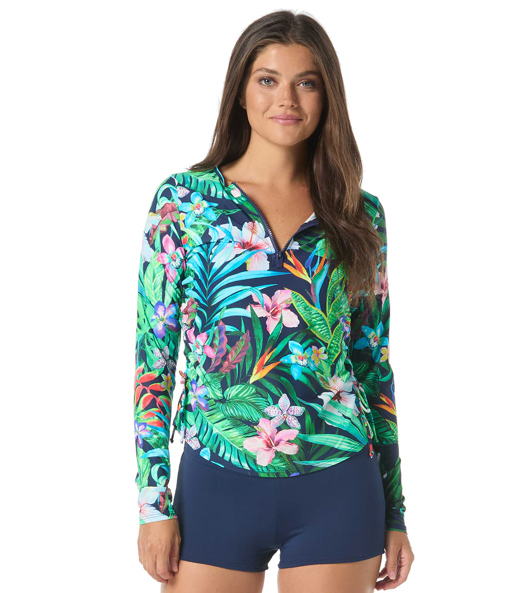 Beach House Women's Tropic Paradise Advance Long Sleeve Side Shirring Rash Guard - Image 3