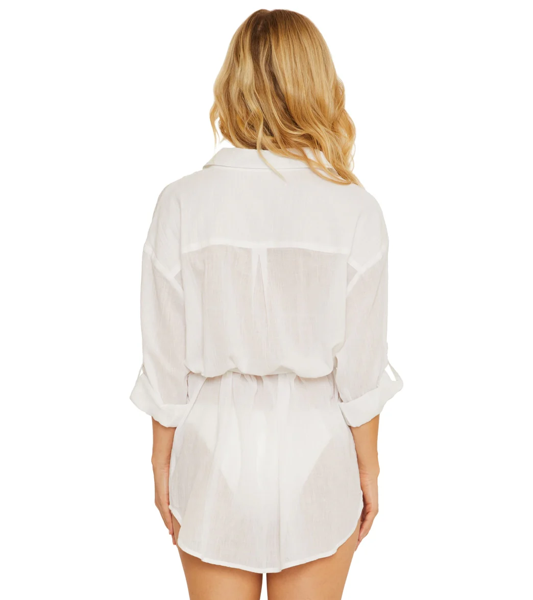 Becca Swim Women's Gauzy Button Front Cover Up Shirt Dress - Image 10
