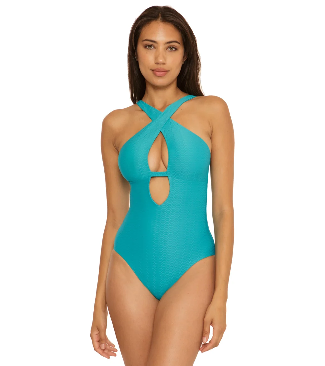 Becca Swim Women's Vibes Tessa Cross Over One Piece Swimsuit - Image 5