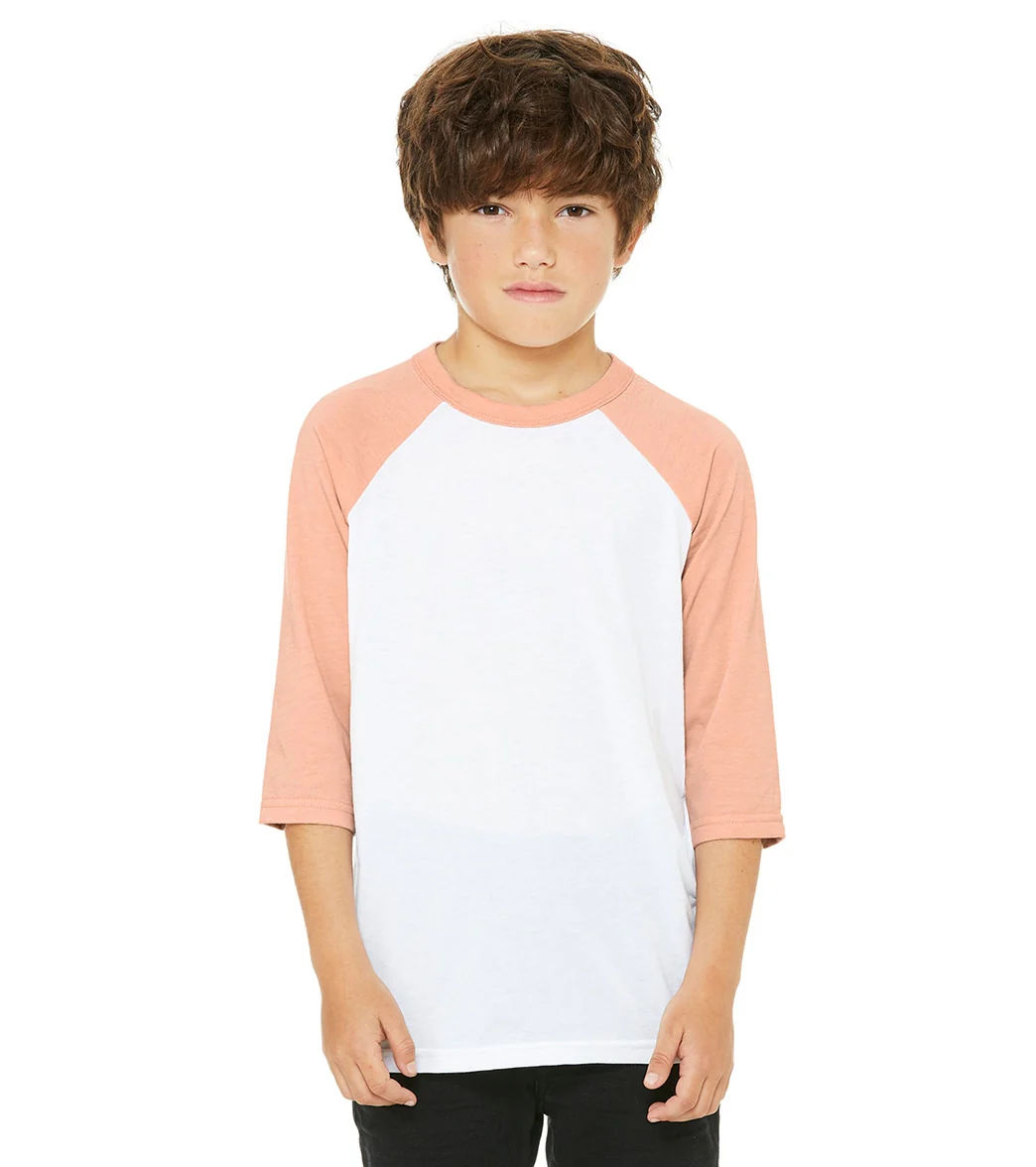 Bella + Canvas Youth 3/4-Sleeve Baseball T-Shirt - Image 12