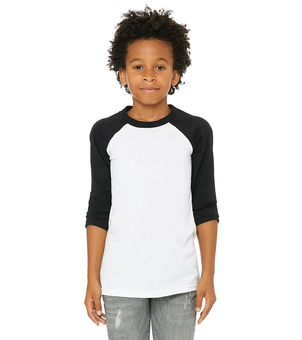 Bella + Canvas Youth 3/4-Sleeve Baseball T-Shirt - Image 20