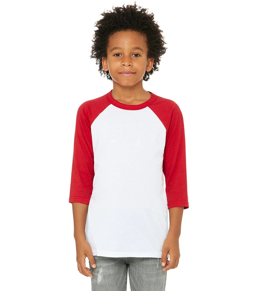 Bella + Canvas Youth 3/4-Sleeve Baseball T-Shirt - Image 28