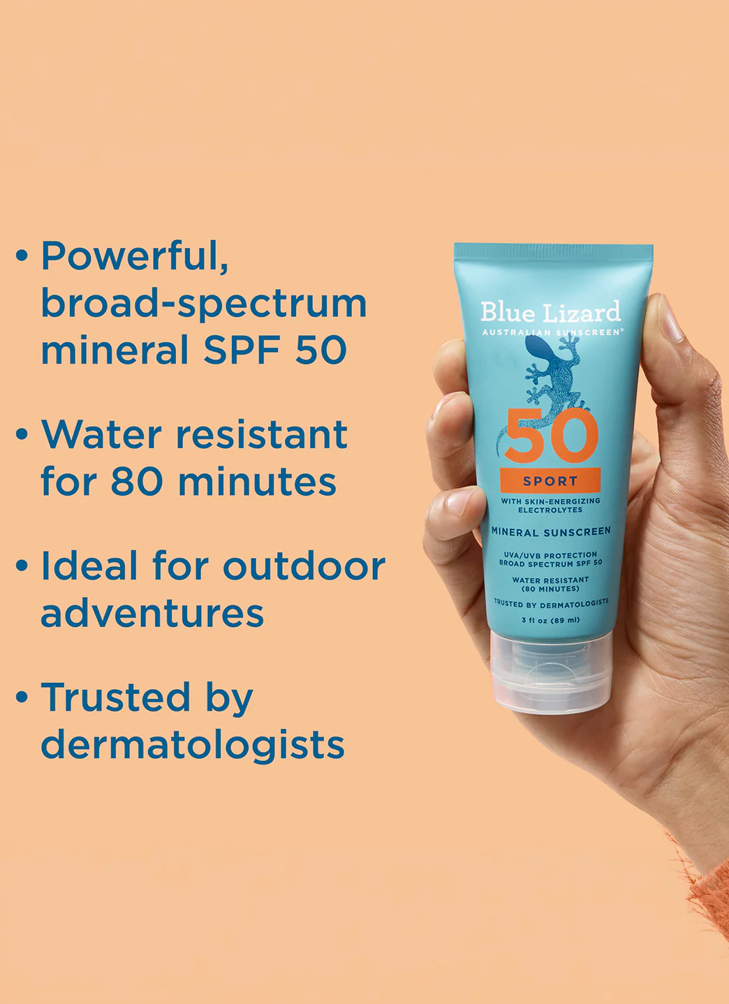 Blue Lizard Sport Mineral SPF 50 Sunscreen Lotion Tube 3 oz - Image 6