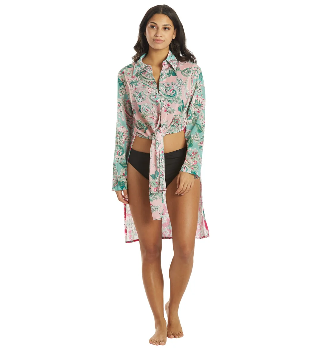 Carmen Marc Valvo Women's Bellagio Paisley Cover Up Shirt Dress - Image 4