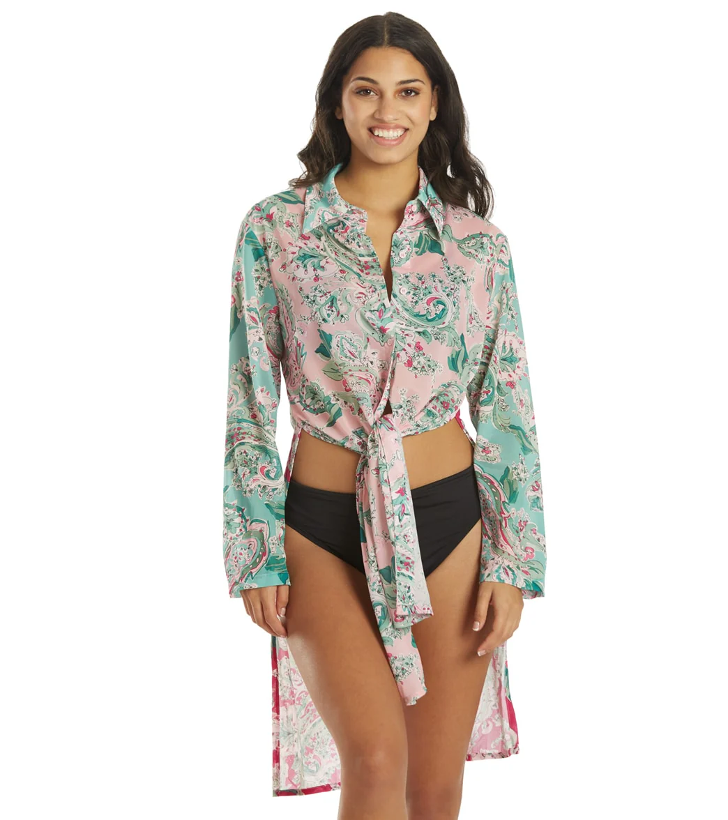 Carmen Marc Valvo Women's Bellagio Paisley Cover Up Shirt Dress - Image 9