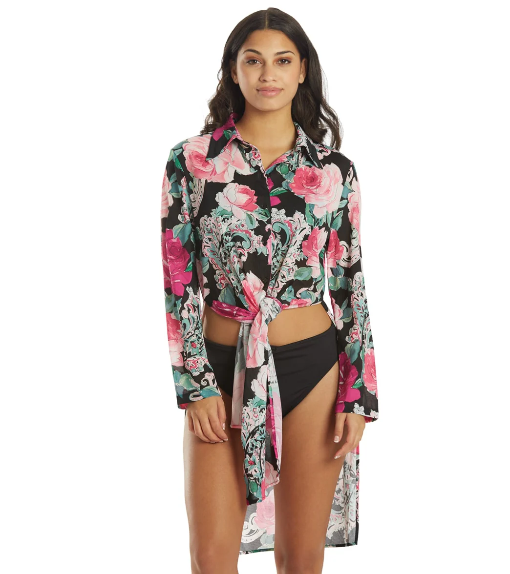 Carmen Marc Valvo Women's Botanica Rosa Cover Up Shirt Dress - Image 8