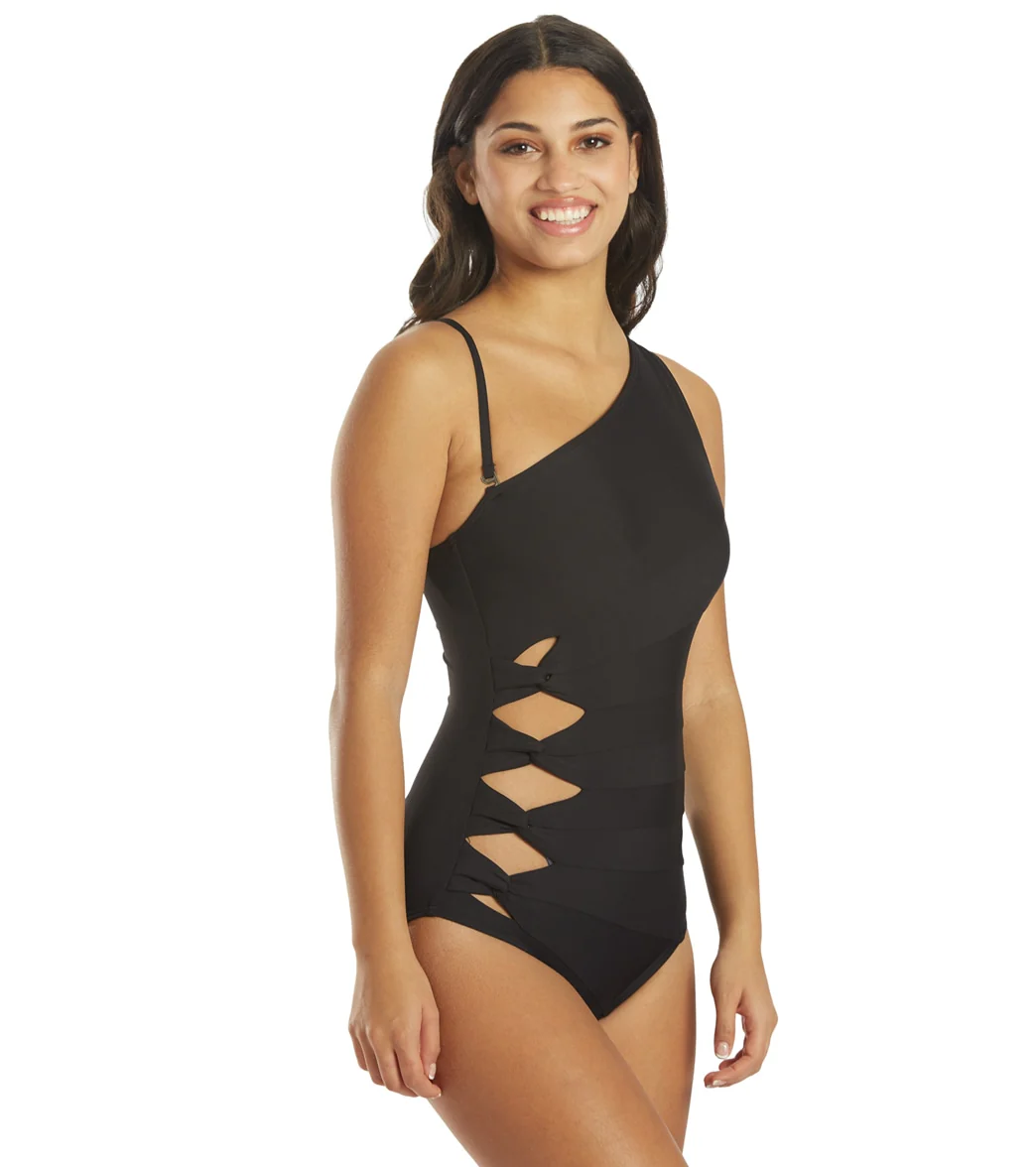Carmen Marc Valvo Women's Twisted Tides One Shoulder One Piece Swimsuit - Image 10