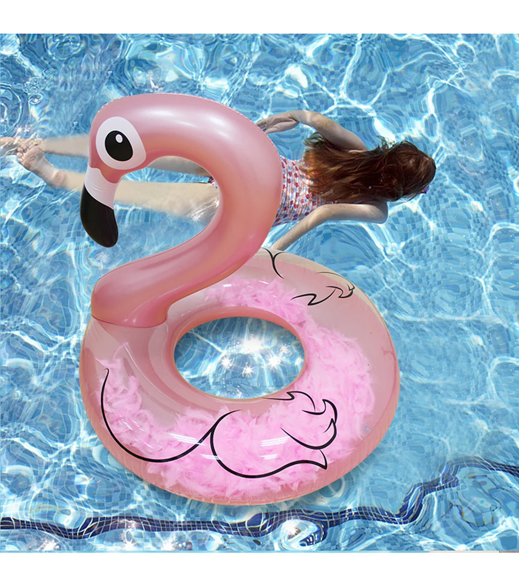 ClubSwim Flamingo Inflatable Pool Swim Float Tube with Feather 40" - Image 2