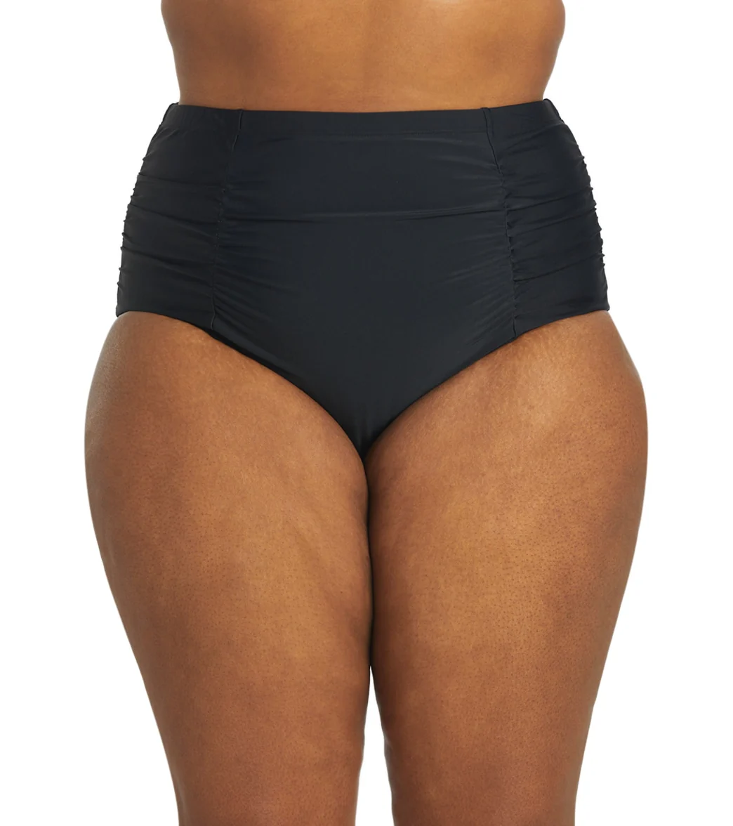 ClubSwim Plus Size Tummy Control Solid High Waist Swim Brief Bottom - Image 2
