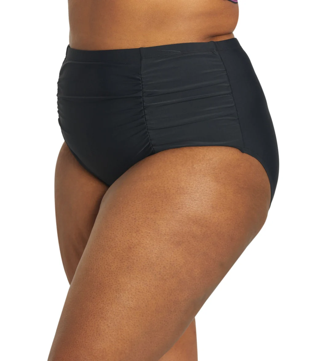 ClubSwim Plus Size Tummy Control Solid High Waist Swim Brief Bottom - Image 4