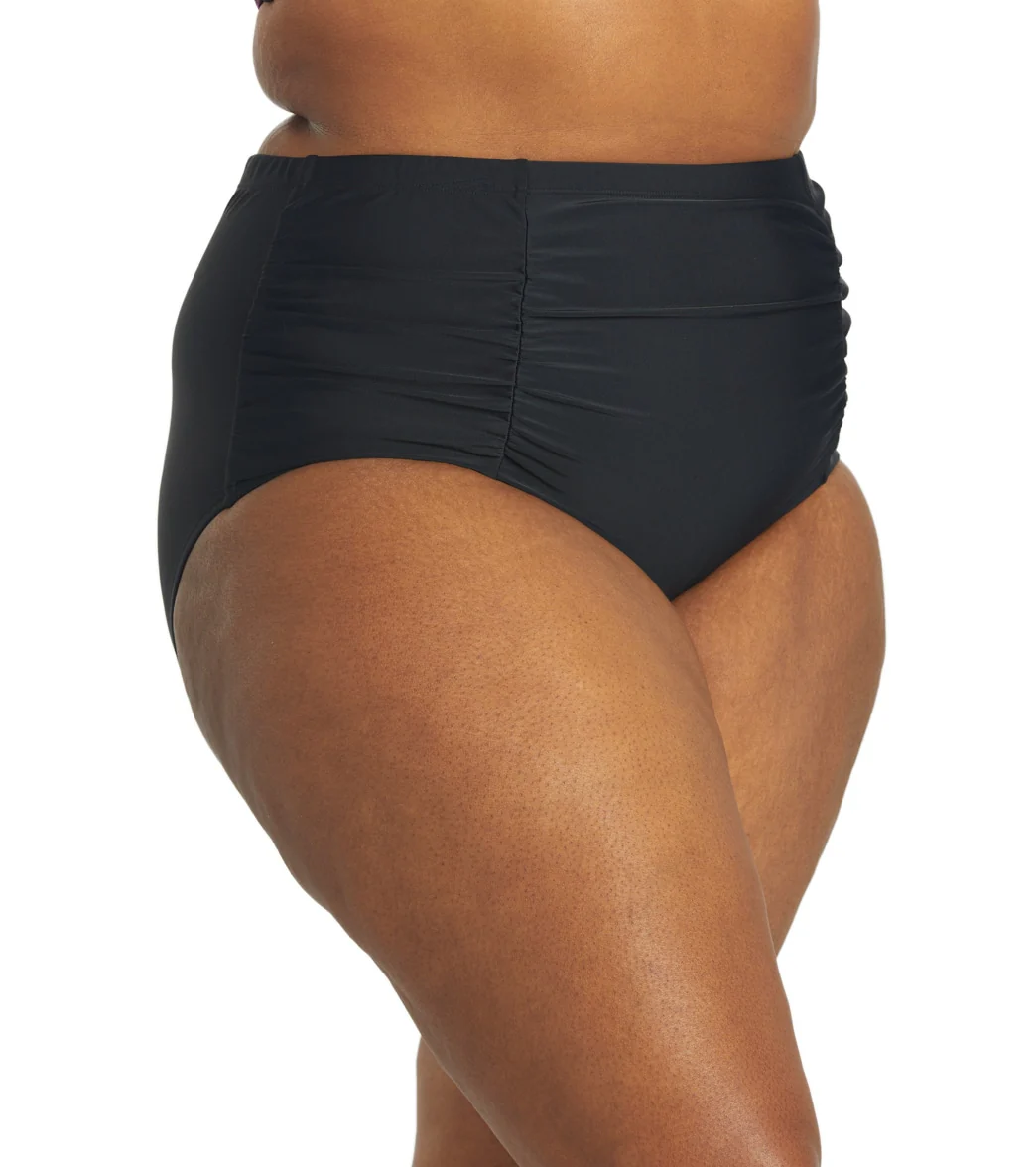 ClubSwim Plus Size Tummy Control Solid High Waist Swim Brief Bottom - Image 7