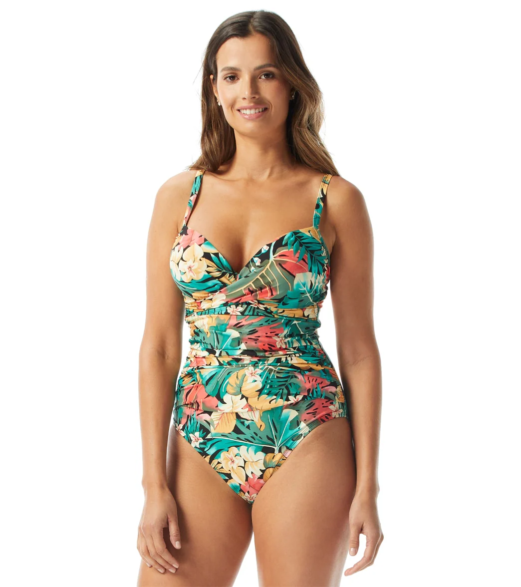 Coco Reef Women's Passion Flower Bra Sized Wrap One Piece Swimsuit (C/D/DD/E Cup)