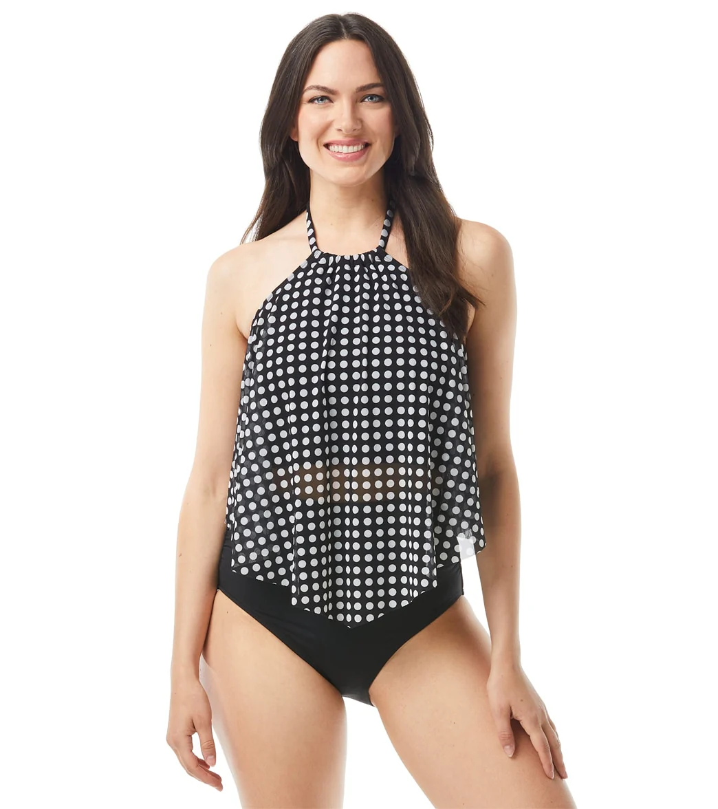 Coco Reef Women's Riviera Dot Aura Mesh Ruffle Crop Bra Sized Tankini Top (C/D/DD Cup) - Image 6