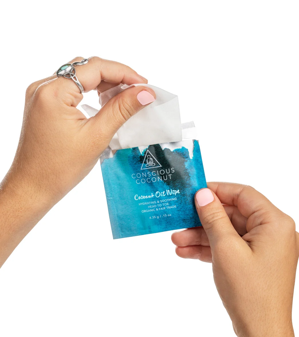 Conscious Coconut Coconut Oil Travel Wipes Box (5 Pack) - Image 4