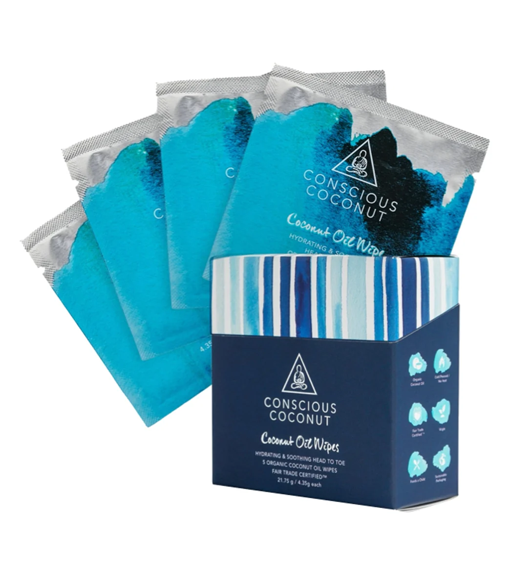 Conscious Coconut Coconut Oil Travel Wipes Box (5 Pack) - Image 5