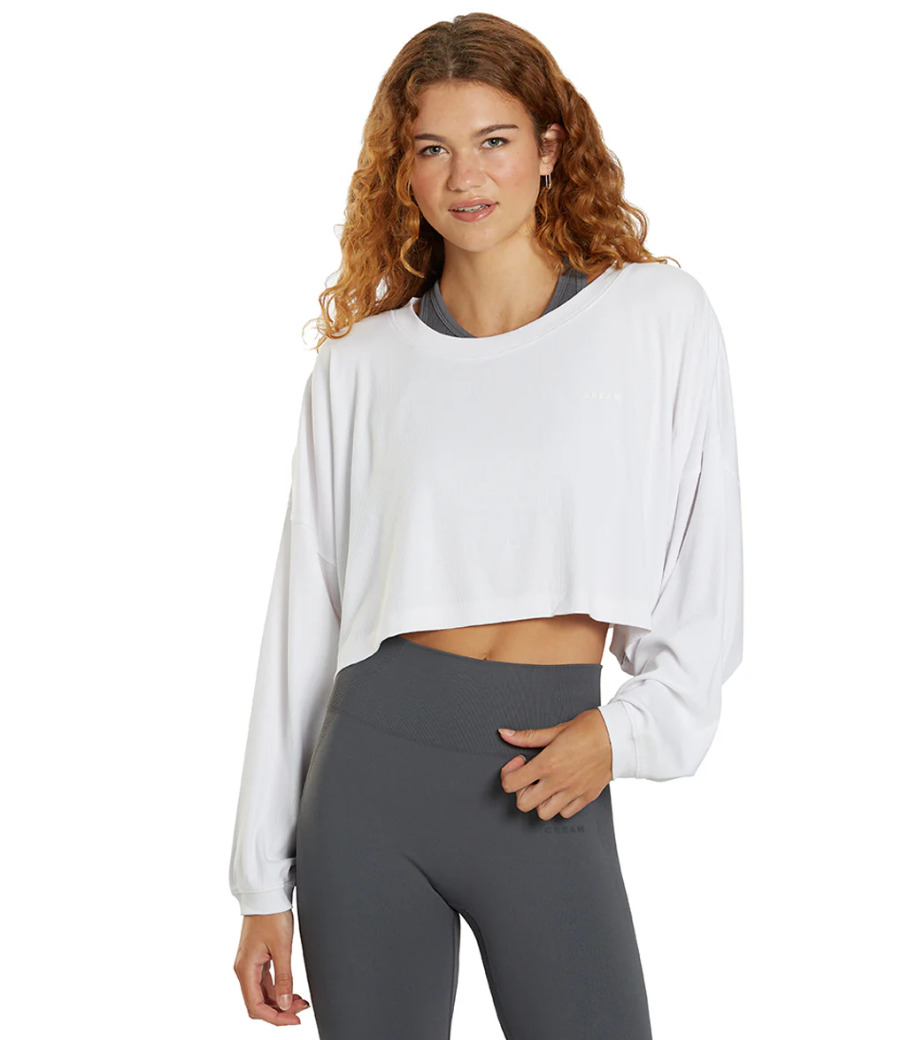 Cream Yoga Alexa Oversized LS Crop Top - Image 6