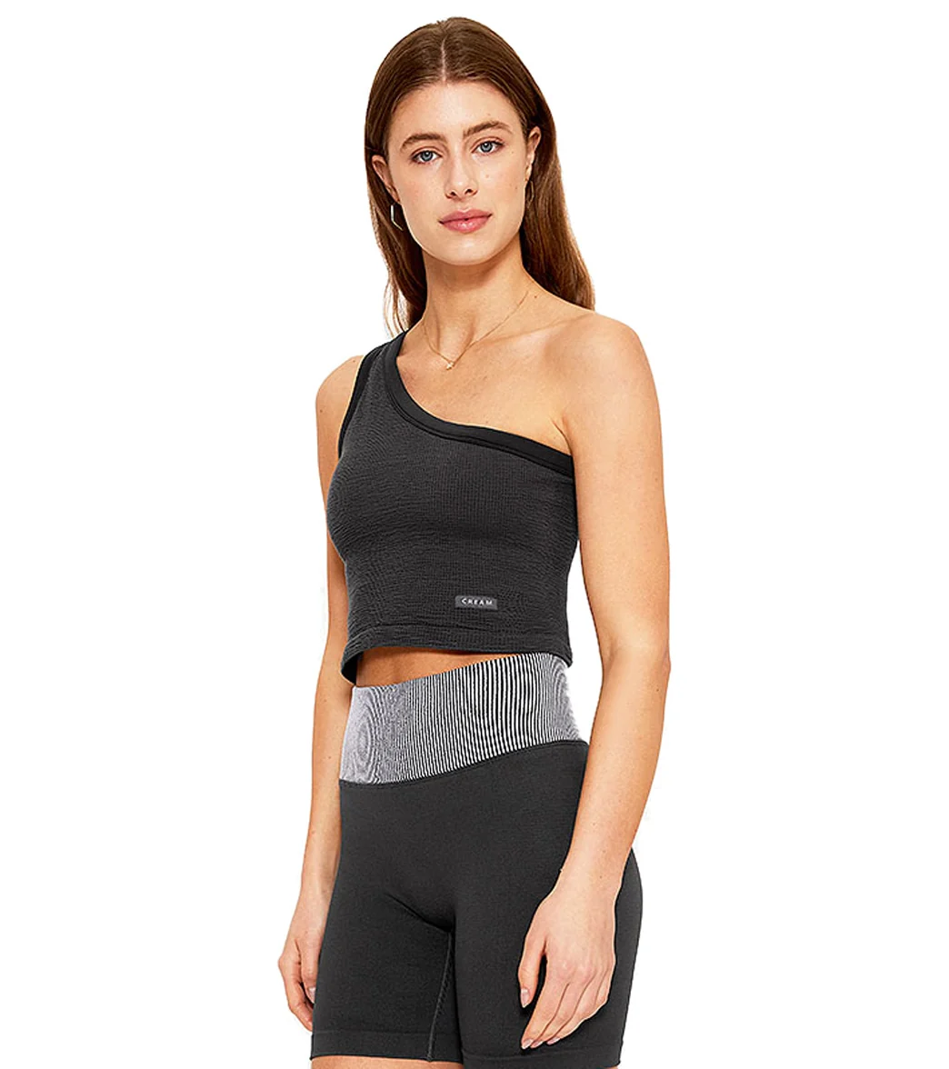 Cream Yoga Joy Tank Bra (One Shoulder) - Image 2