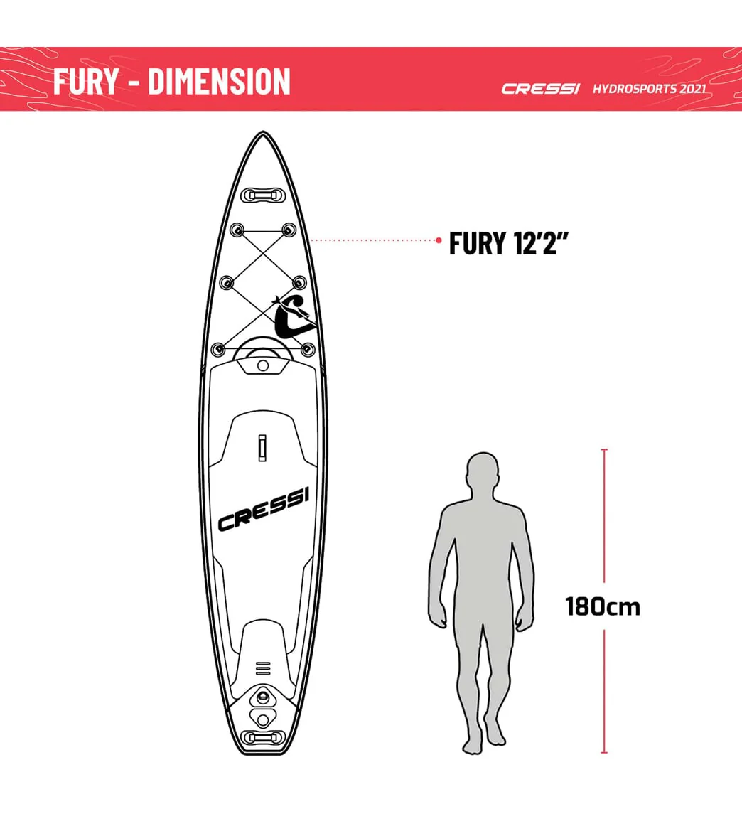 Cressi Set Isup Fury Touring Dc 12’2’' Rosso Inflatable SUP - Image 8