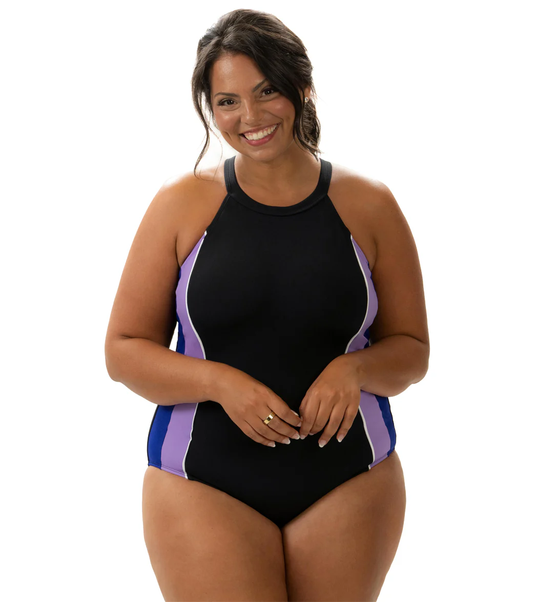 Dolfin Aquashape Women's Color Block High Neck One Piece Swimsuit - Image 5