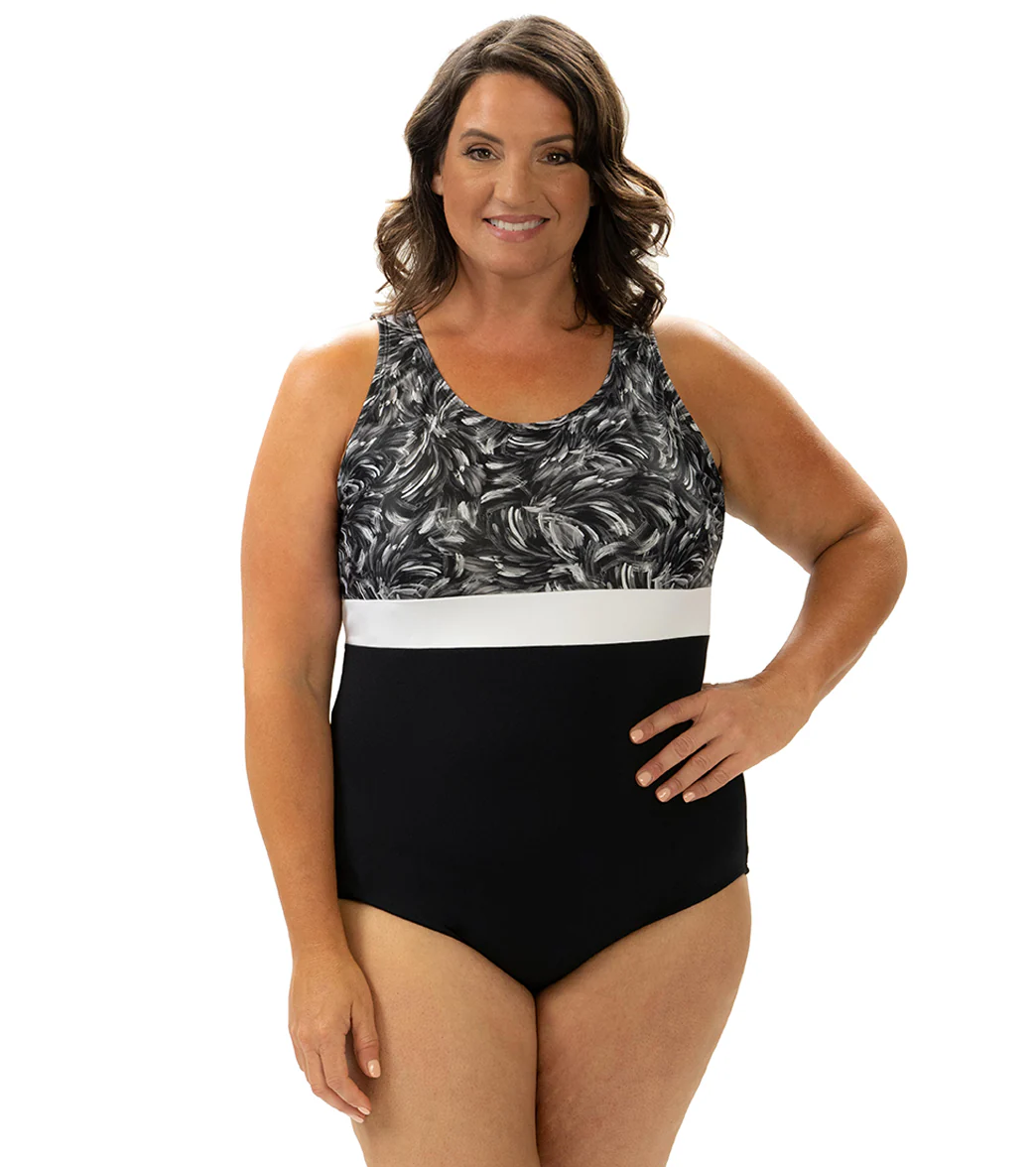 Dolfin Aquashape Women's Color Block Moderate Scoop Back One Piece Swimsuit - Image 3