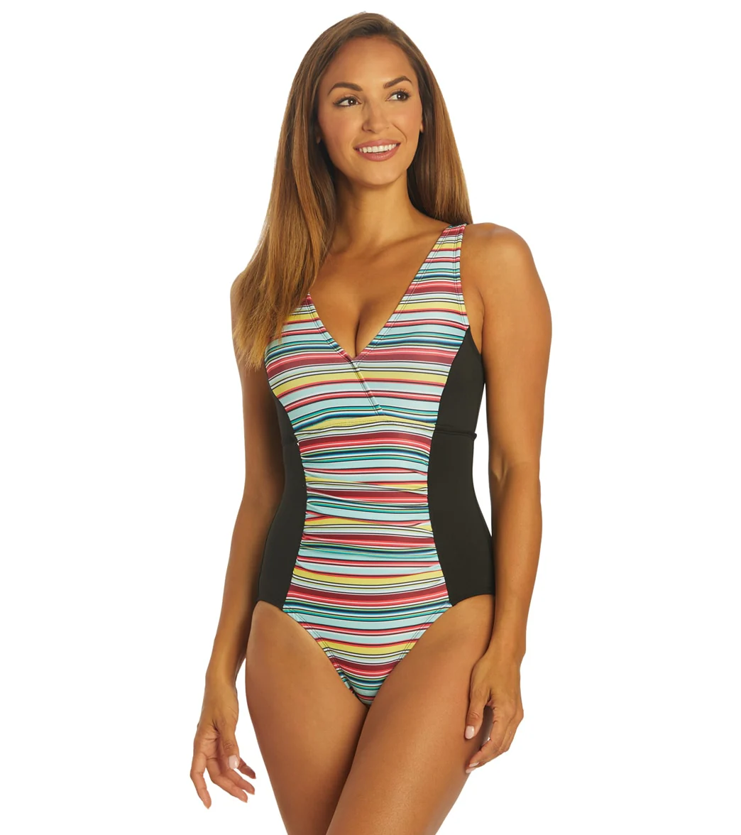 Dolfin Aquashape Women's Print V-Neck Front Panel One Piece Swimsuit - Image 6
