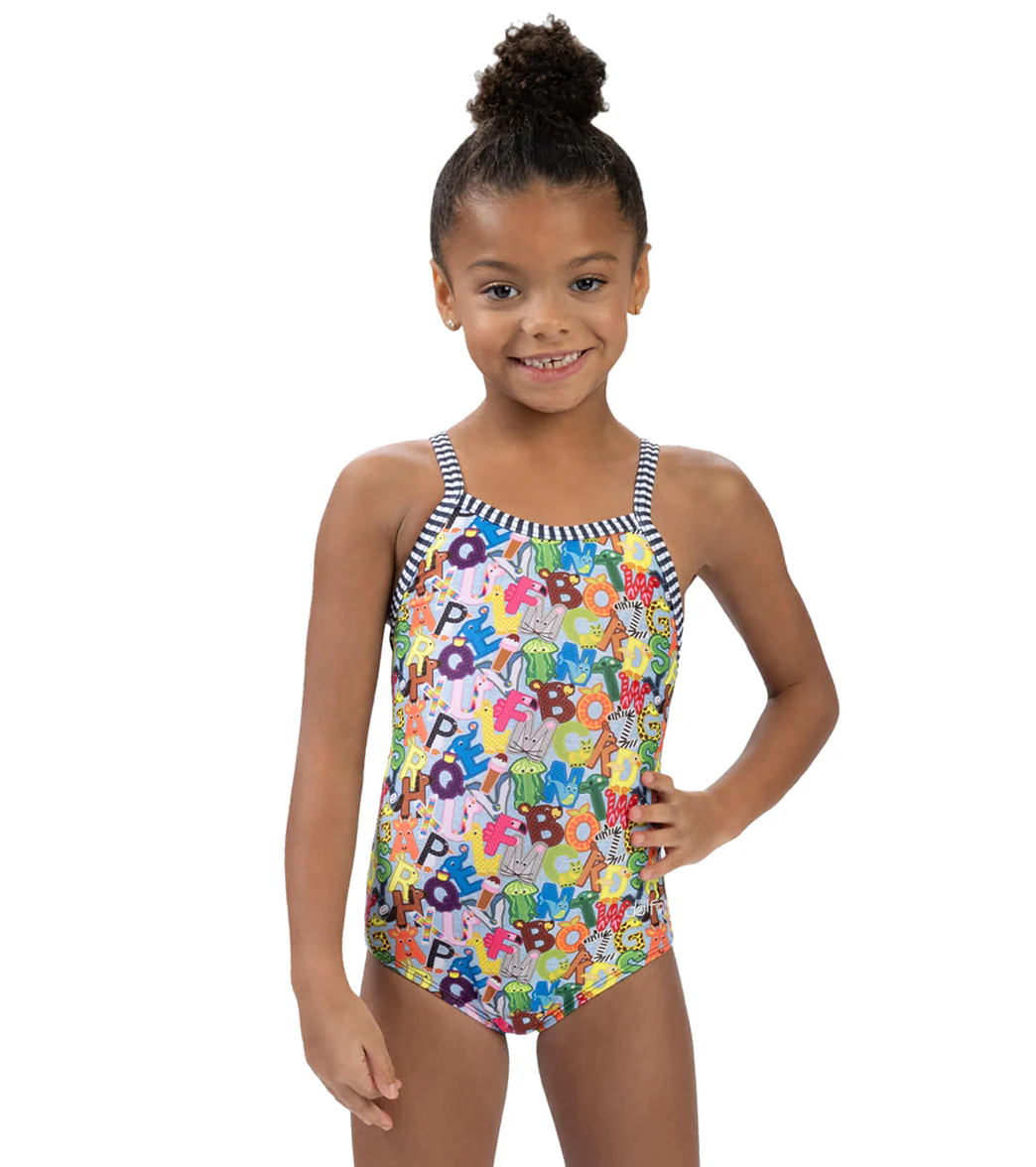 Dolfin Girls' Alphabet Printed One Piece Swimsuit (Toddler, Little Kid) - Image 13