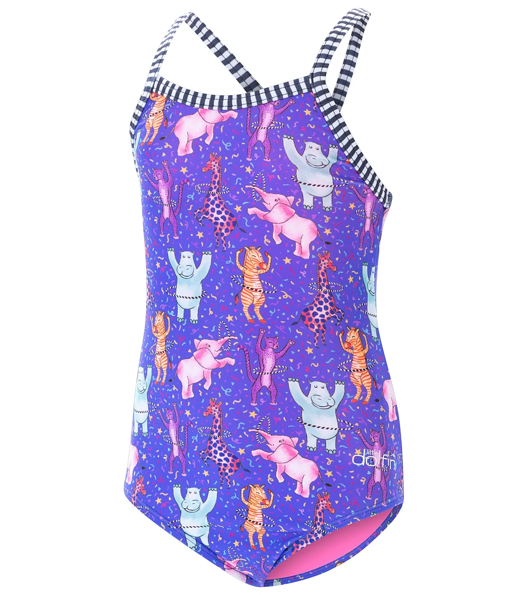 Dolfin Girls' Dancin' Feet Printed One Piece Swimsuit (Little Kid) - Image 4