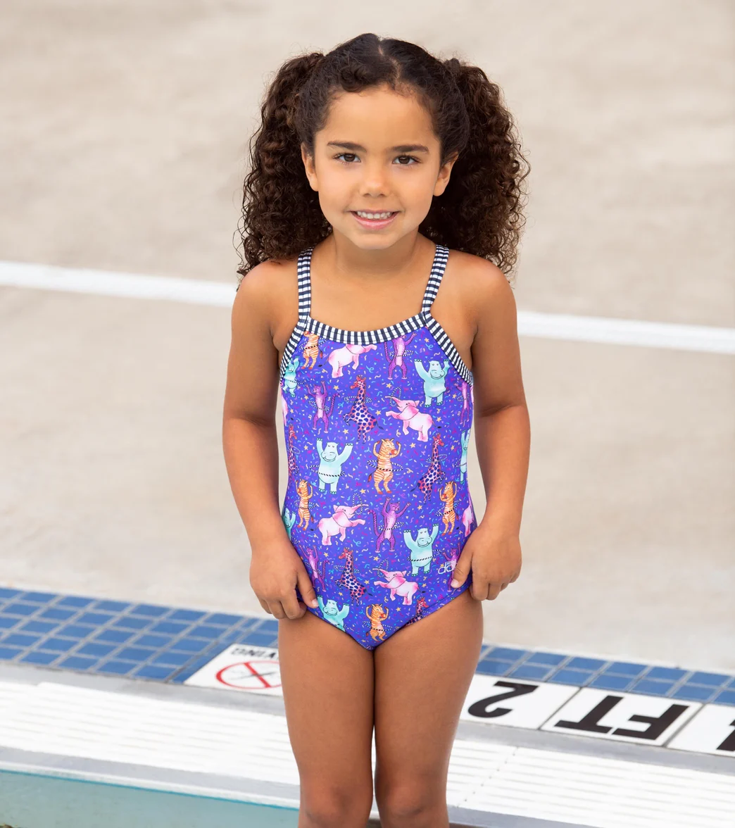Dolfin Girls' Dancin' Feet Printed One Piece Swimsuit (Little Kid) - Image 7