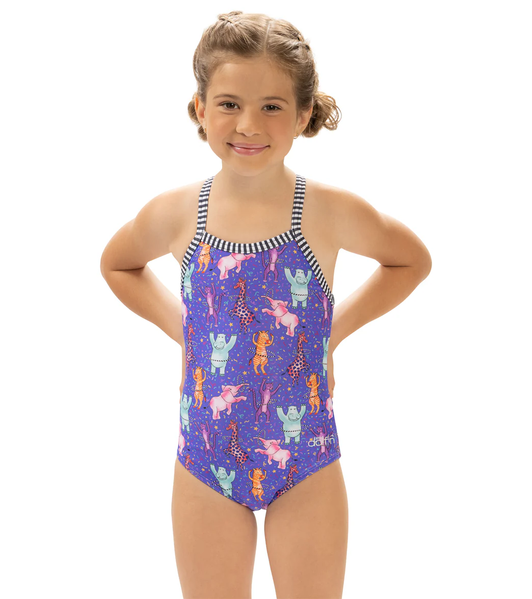 Dolfin Girls' Dancin' Feet Printed One Piece Swimsuit (Little Kid) - Image 9