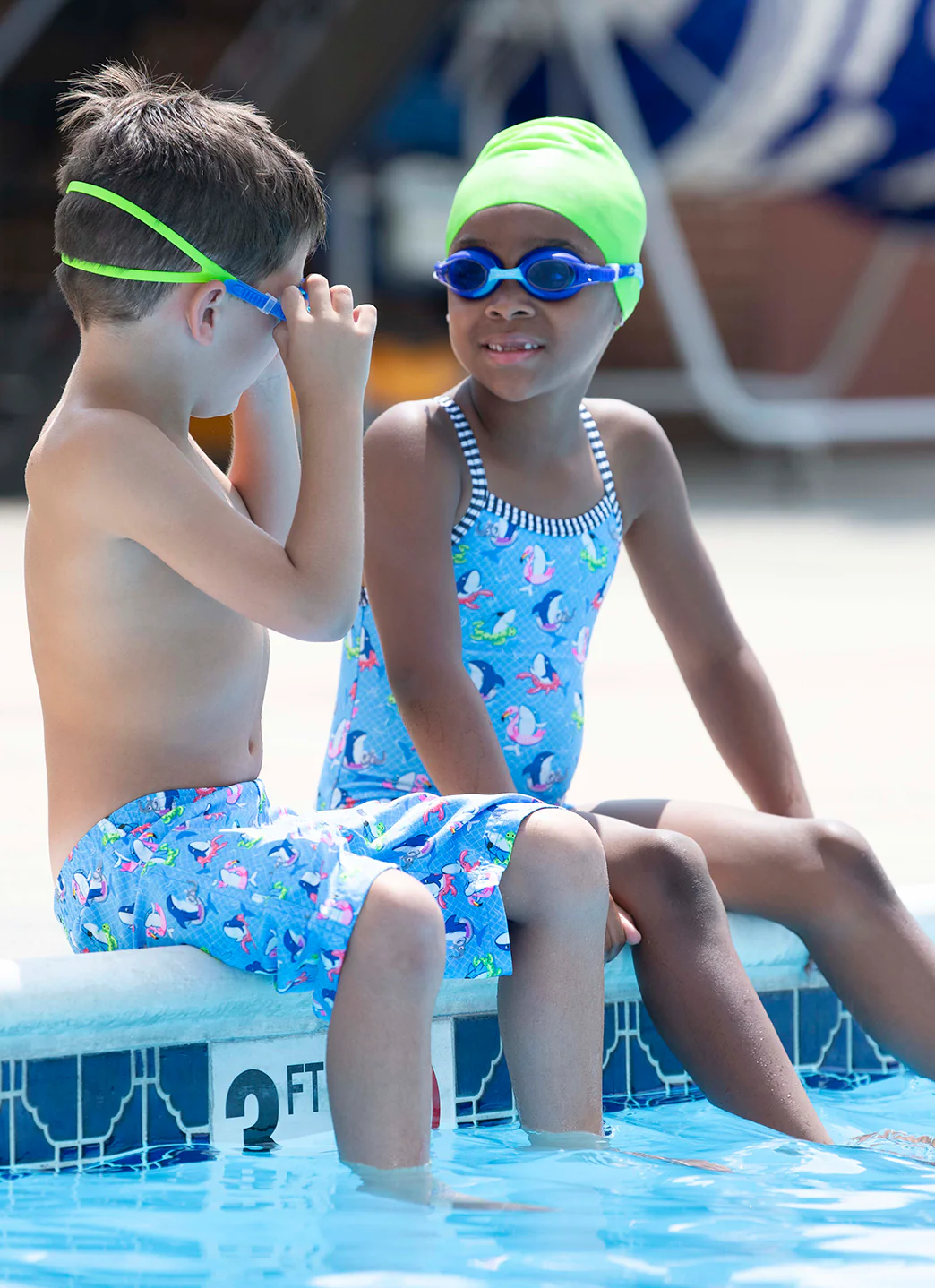 Dolfin Girls' Fin Floats Print One Piece Swimsuit (Toddler, Little Kid) - Image 7