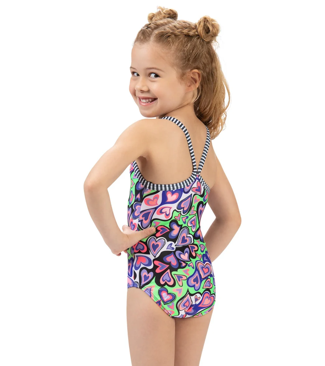 Dolfin Girls' I Heart U One Piece Swimsuit (Toddler, Little Kid) - Image 2