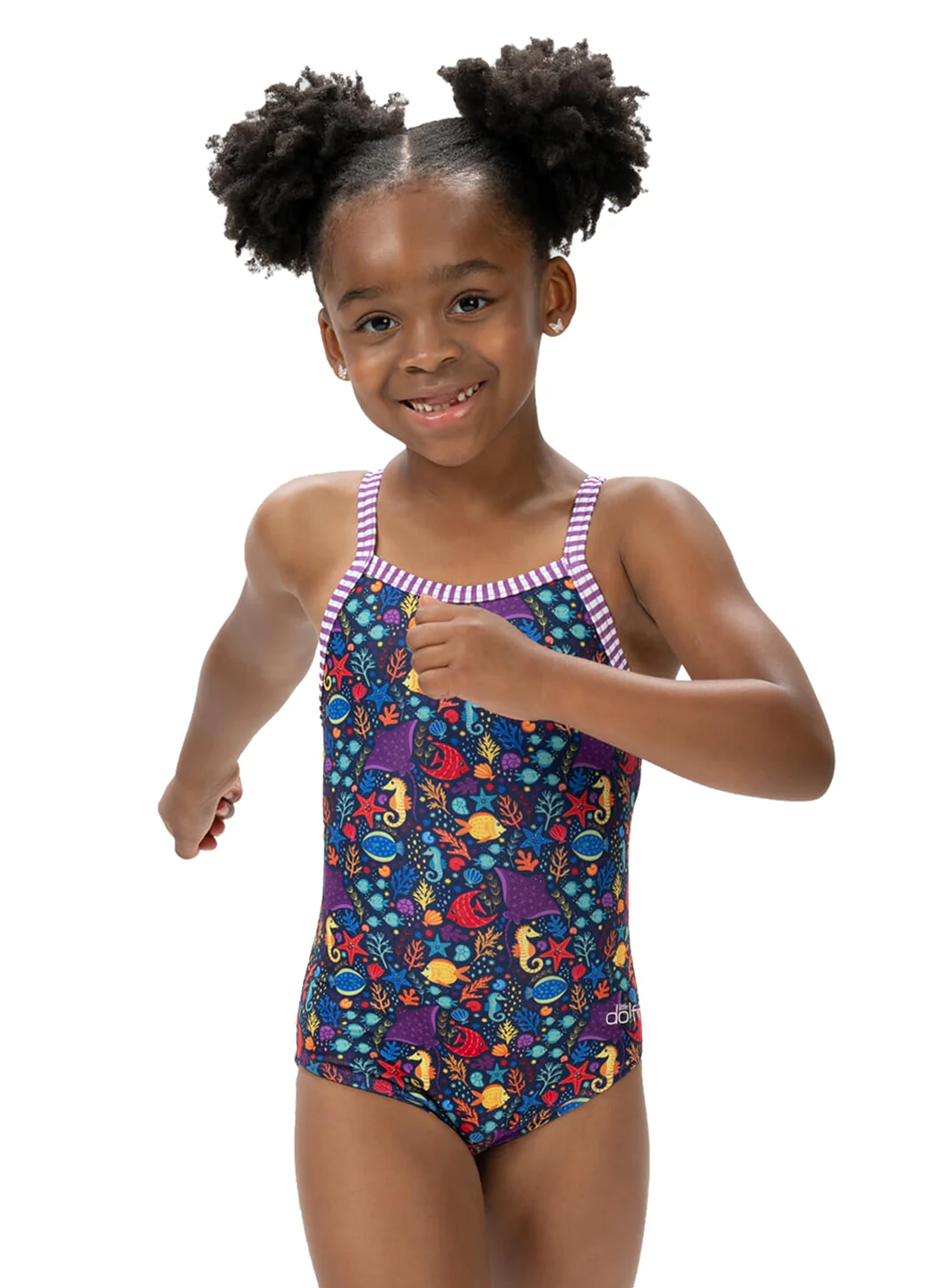 Dolfin Girls' Little Fish Print One Piece Swimsuit (Toddler, Little Kid) - Image 3
