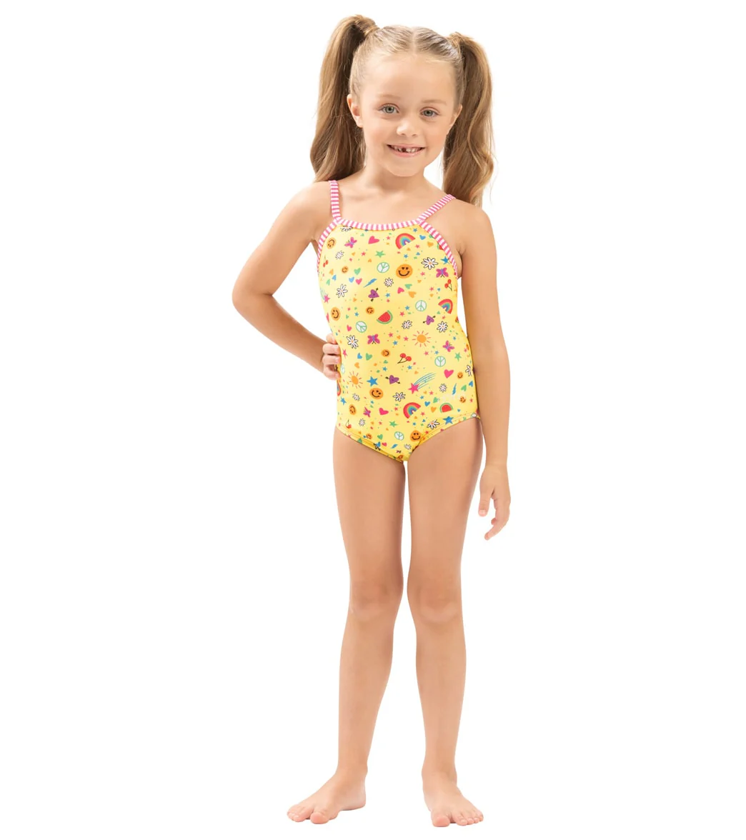 Dolfin Girls' Print One Piece Swimsuit (Toddler, Little Kid)