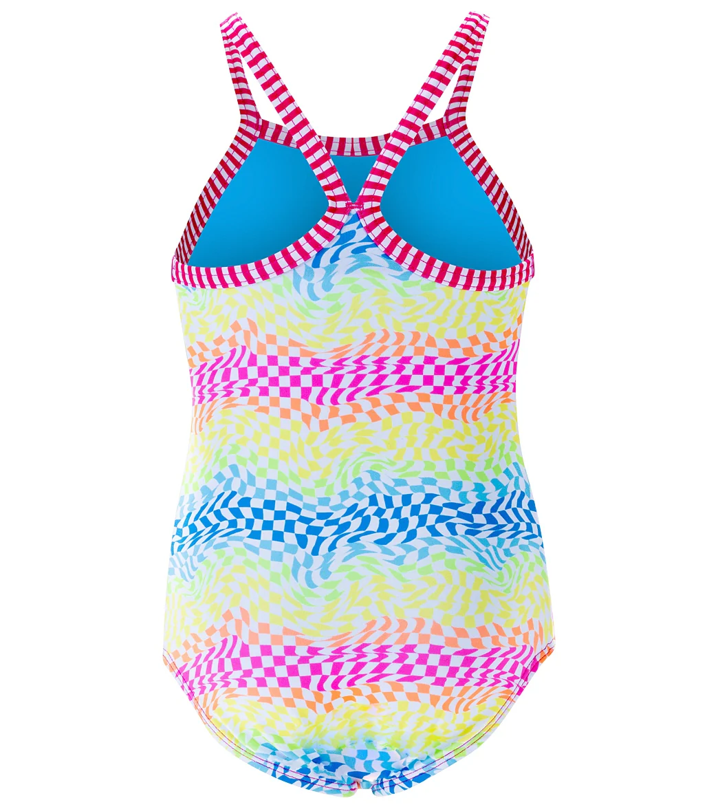 Dolfin Girls' Rainbow Check Printed One Piece Swimsuit (Little Kid) - Image 5