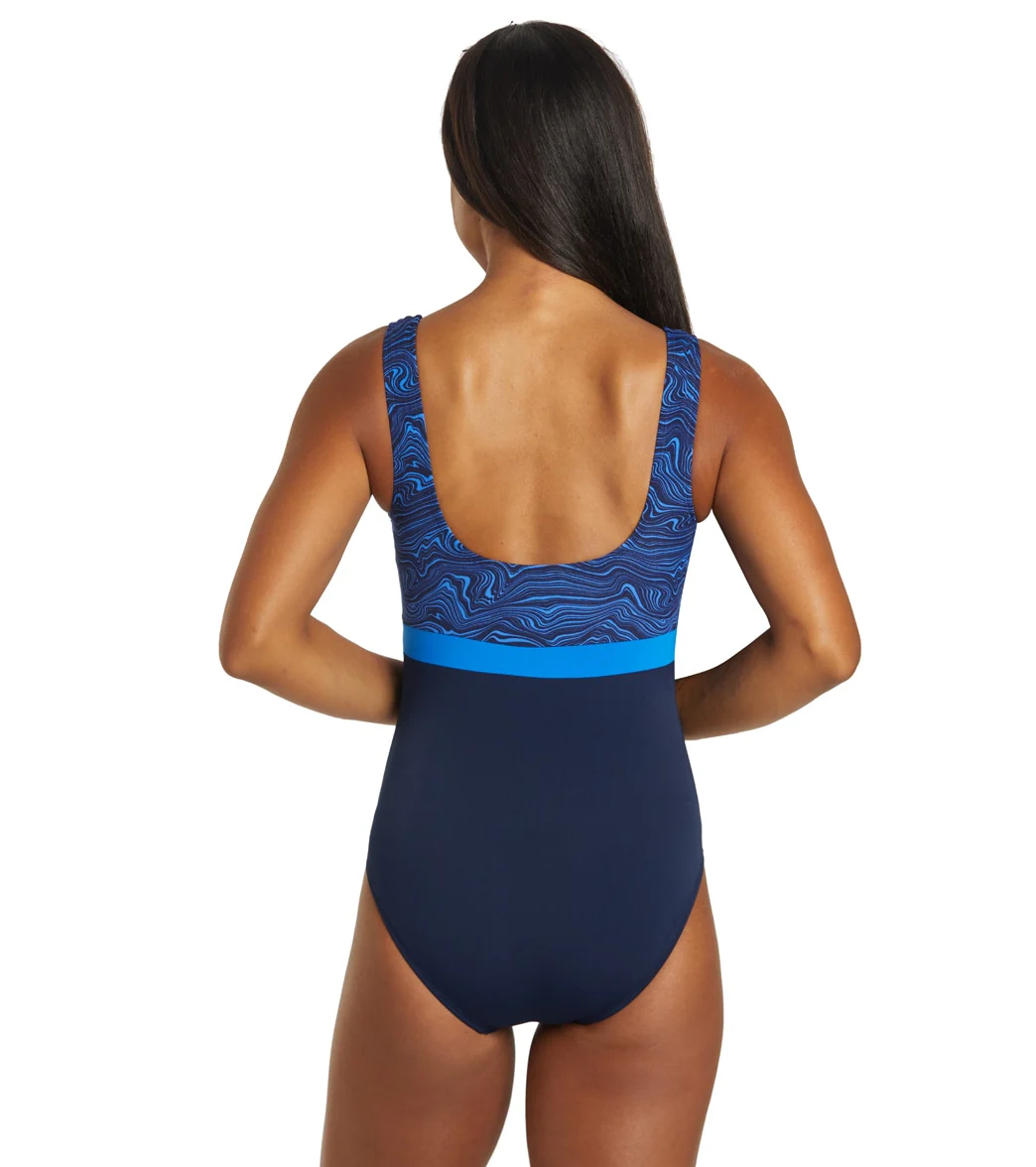 Dolfin Women's Aquashape Color Block Moderate Scoop Back Chlorine Resistant One Piece Swimsuit - Image 12