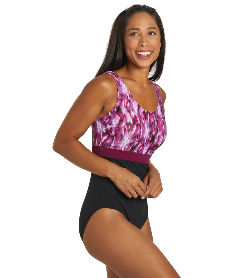 Dolfin Women's Aquashape Color Block Moderate Scoop Back Chlorine Resistant One Piece Swimsuit - Image 17