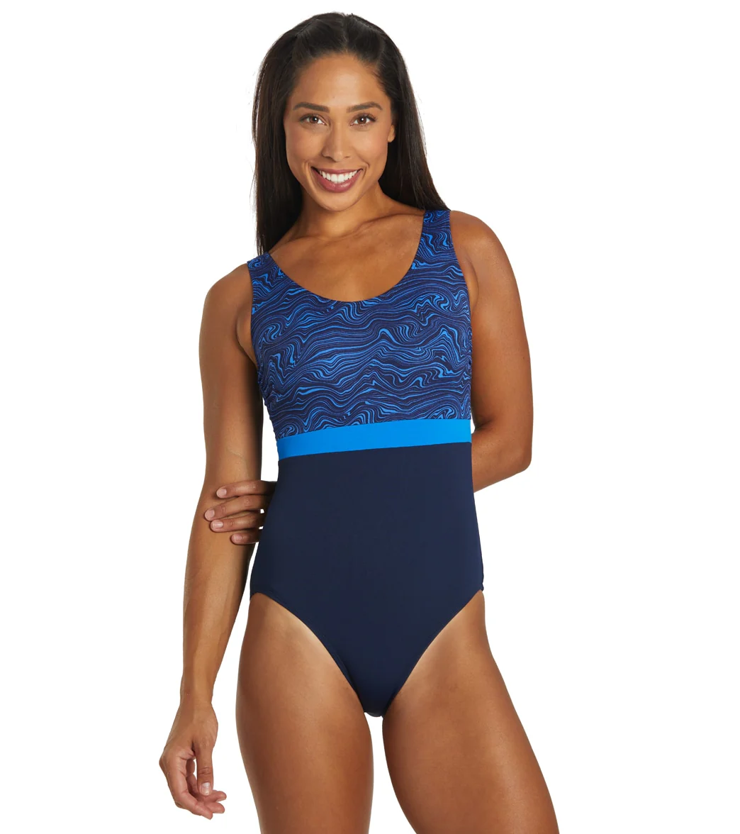 Dolfin Women's Aquashape Color Block Moderate Scoop Back Chlorine Resistant One Piece Swimsuit - Image 58