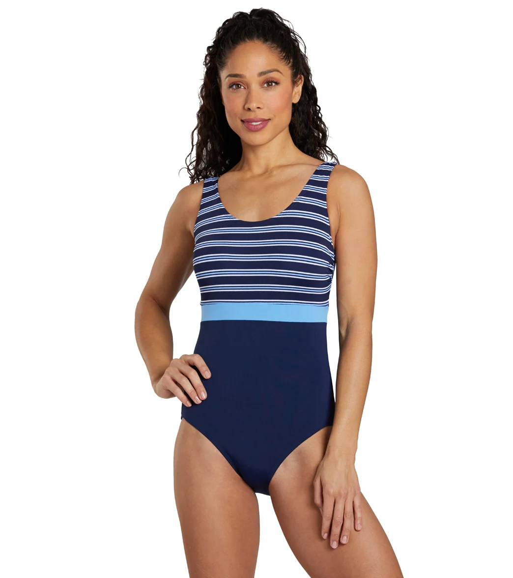 Dolfin Women's Aquashape Color Block Moderate Scoop Back Chlorine Resistant One Piece Swimsuit - Image 9