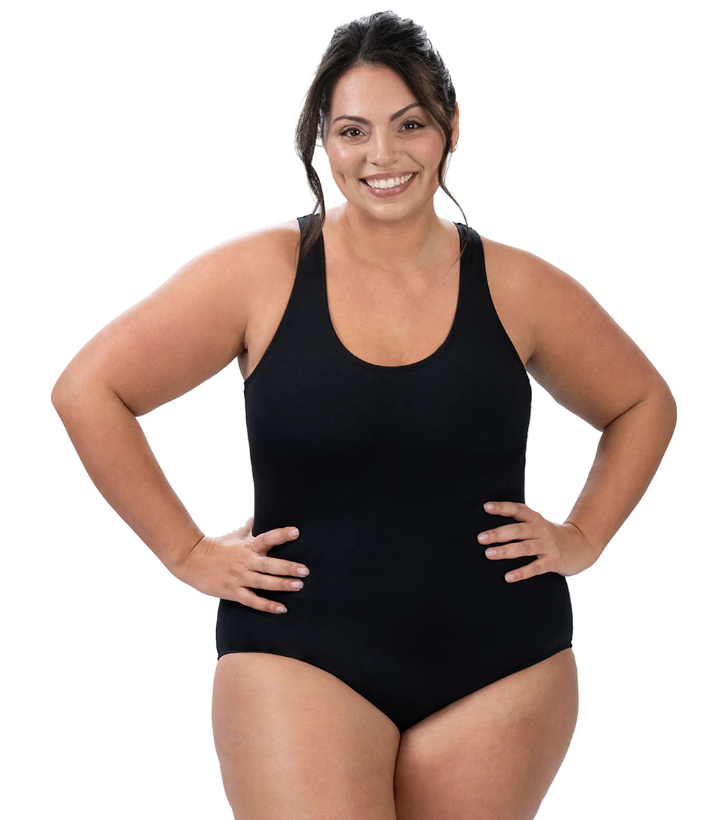 Dolfin Women's Aquashape Conservative Solid Cross Back One Piece Swimsuit - Image 3