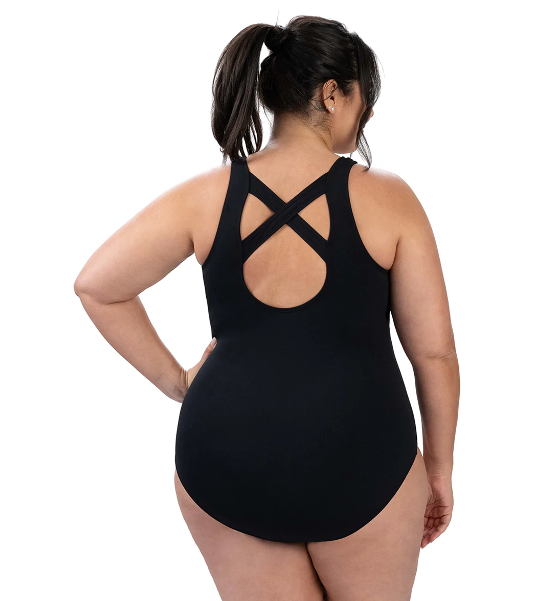 Dolfin Women's Aquashape Conservative Solid Cross Back One Piece Swimsuit - Image 4