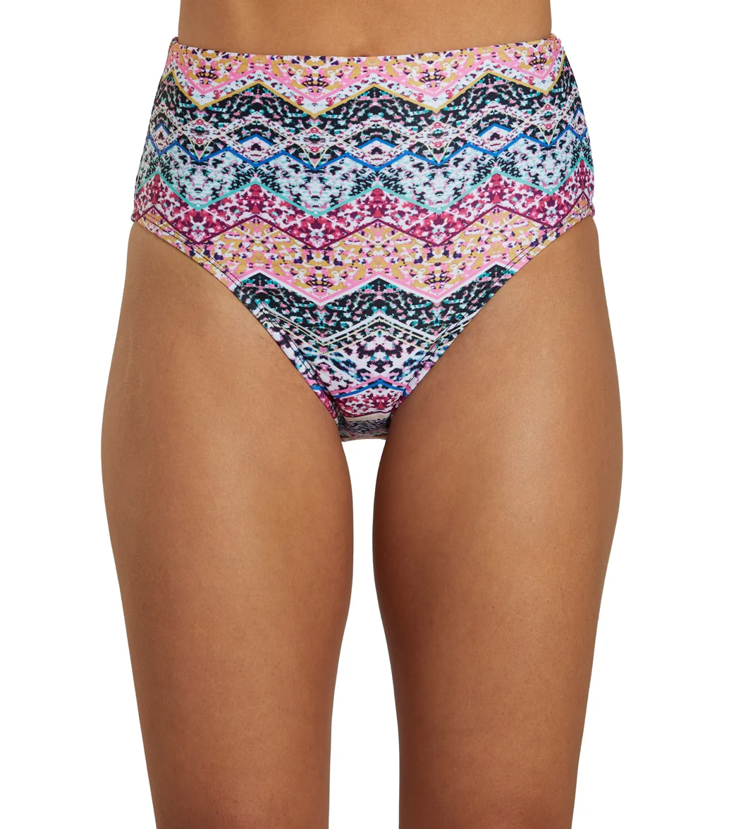 Dolfin Women's Aquashape Print High Waist Contemporary Bikini Bottom - Image 14