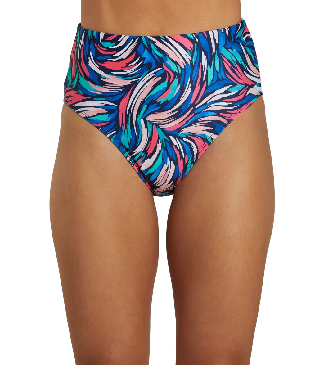 Dolfin Women's Aquashape Print High Waist Contemporary Bikini Bottom - Image 22