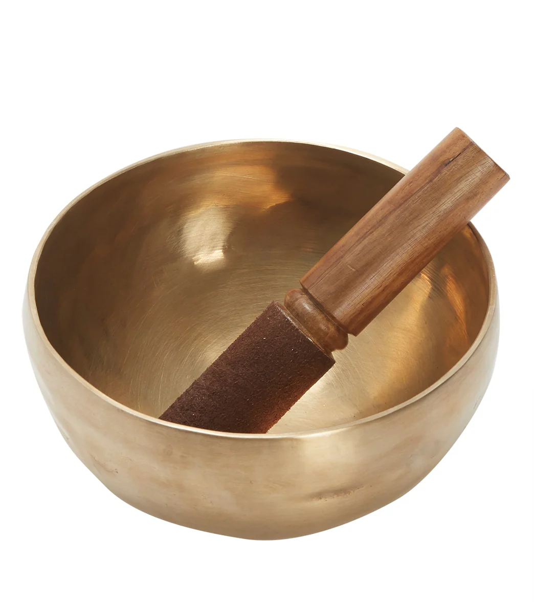 dZi Singing Bowl: 6'' Handbeaten W / 6" Brown Leather Striker