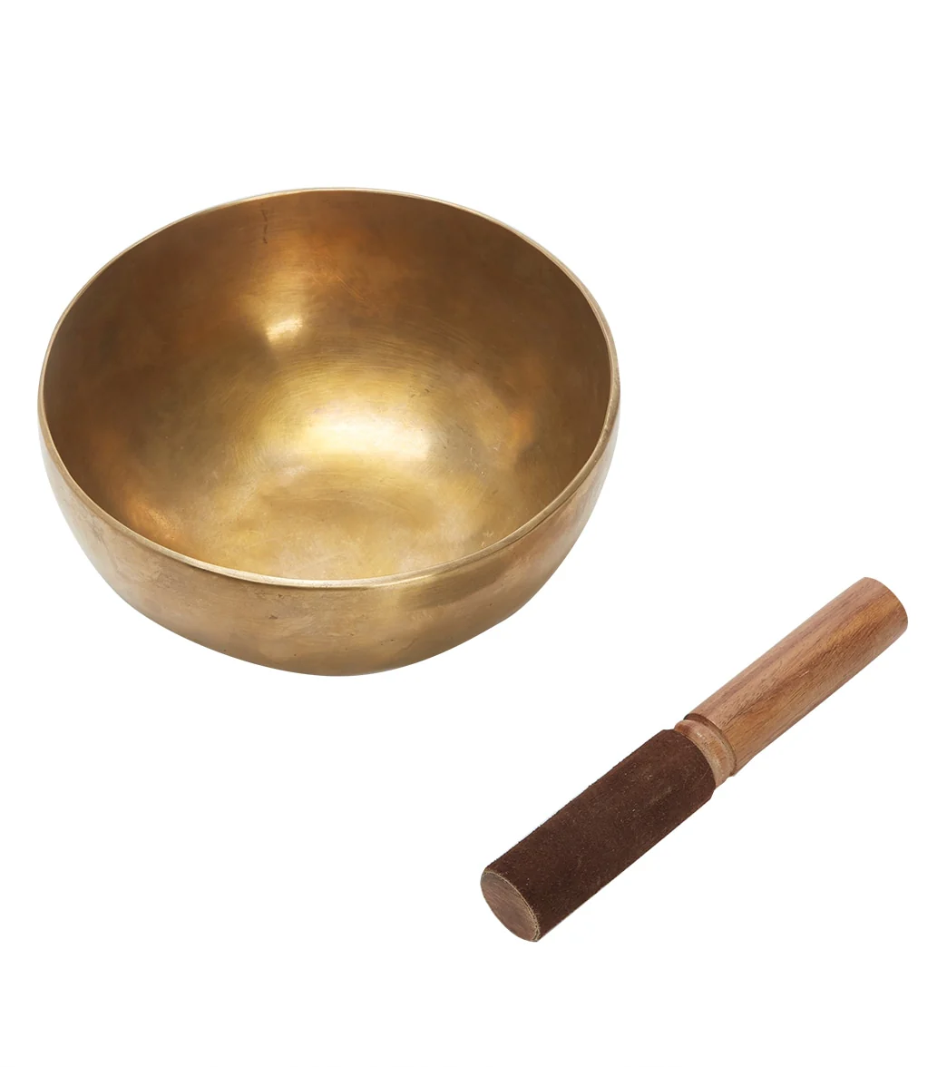 dZi Singing Bowl: 8'' Handbeaten W/ 7.5" Brown Leather Striker - Image 2
