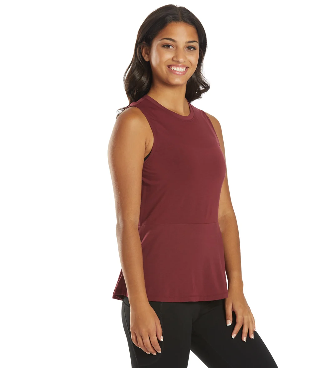 Everyday Yoga Blossom Solid Peplum Layering Muscle Tank - Image 11