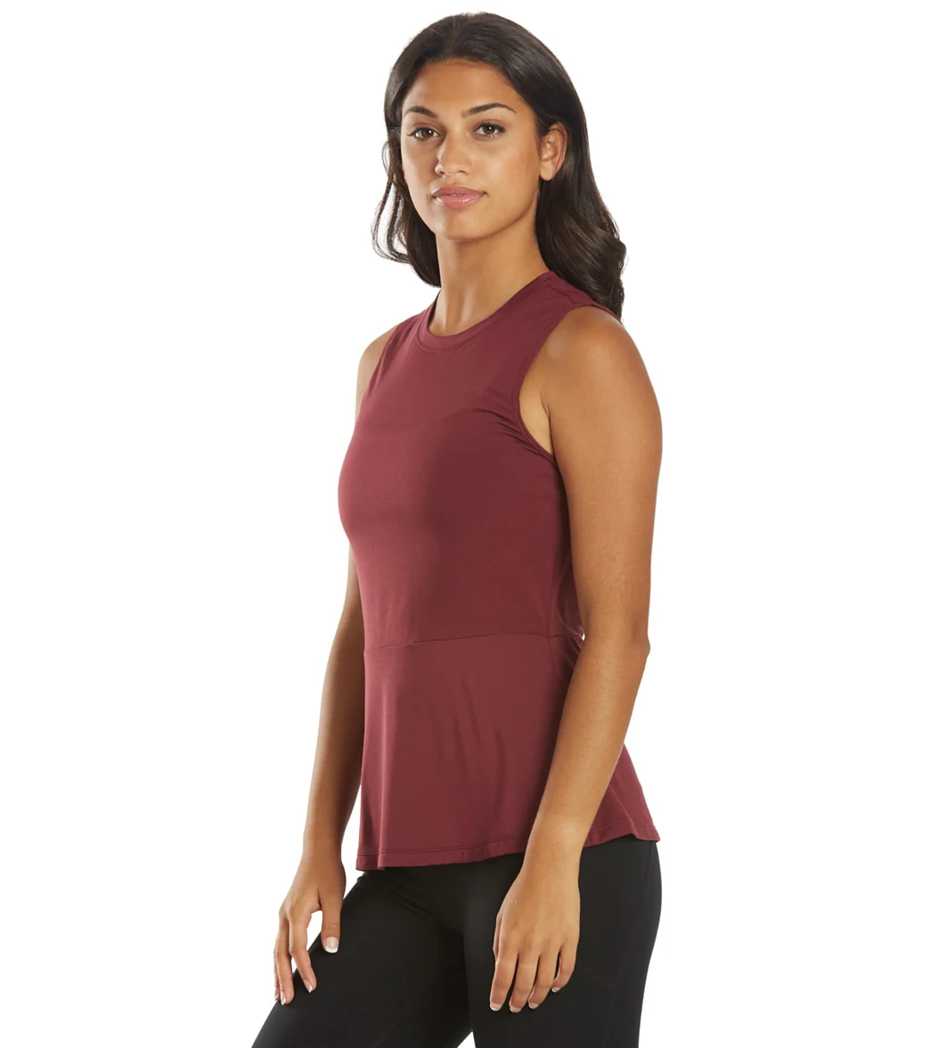 Everyday Yoga Blossom Solid Peplum Layering Muscle Tank - Image 14