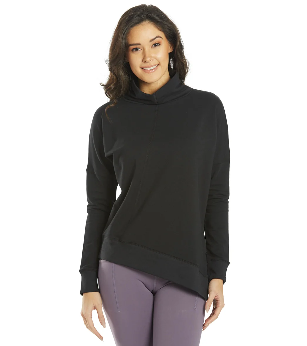 Everyday Yoga Shine Solid Roll Neck Asymmetric Sweatshirt - Image 2