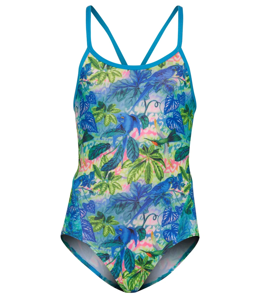 FINZ Girls' Print Tri Back One Piece Swimsuit (Little Kid, Big Kid)