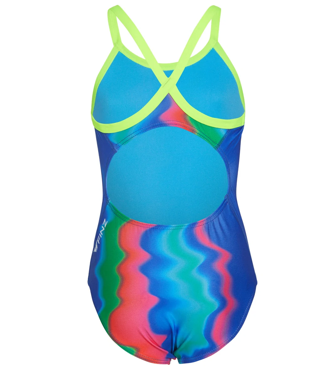 FINZ Girls' Retro Wave Tri Back One Piece Swimsuit (Big Kid) - Image 2